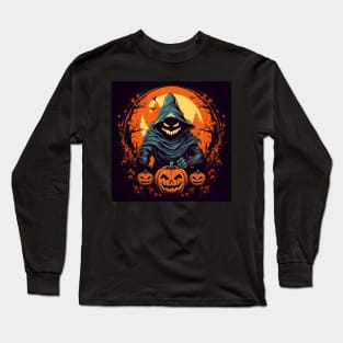 scary witch with pumpkins Long Sleeve T-Shirt